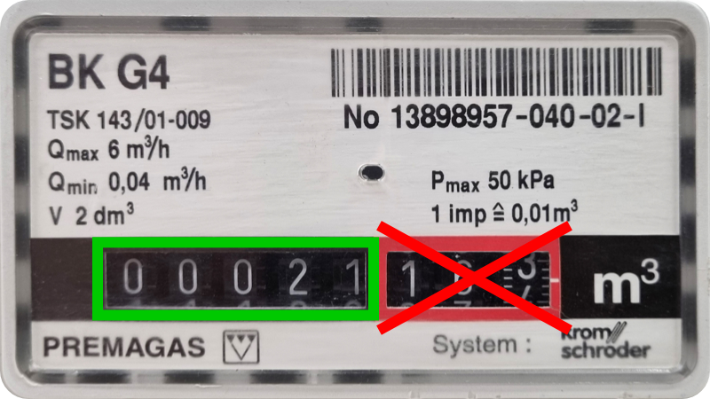 Štítek plynoměru
